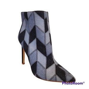 NEW Nine West Tennon Denim Patchwork Booties Size 6